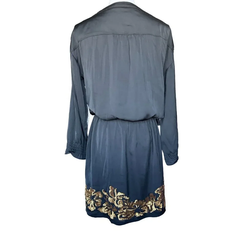 Robbi & Nikki Dress Black With Gold Sequin at the bottom Lined New $365